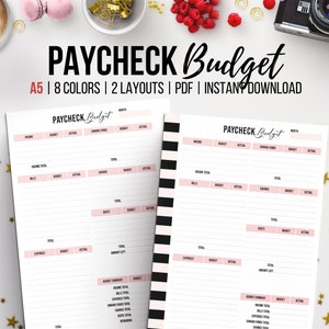 Paycheck Budget, Printable Monthly Budget, Finance Tracker, Paycheck Planner, Personal Finance, Budget Overview, A5