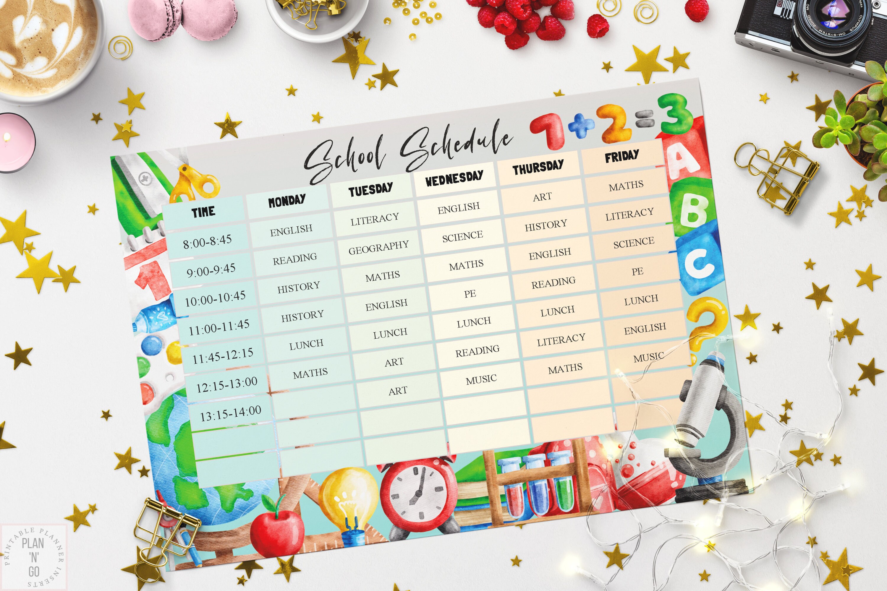 Editable School Schedule for Kids School Supplies Theme - Etsy Australia