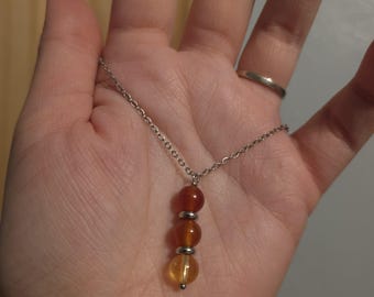 Carnelian Citrine Grounding Motivation Happiness Creativity Will Power Prosperity Vitality Pendant or Y Necklace Solar Plexus Sacral Chakra