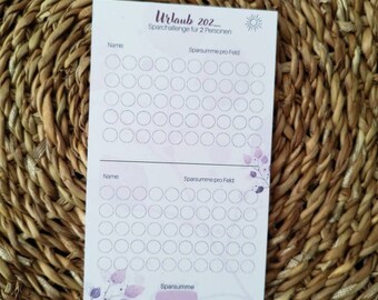 Holiday savings challenge for 2 people for the budget binder/envelope method