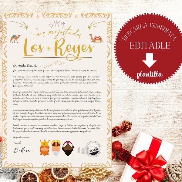 EDITABLE Carta Oficial Reyes Magos, Instant Download, Reyes Magos Personalizada, Carta Reyes Magos imprimibles,Carta Reyes Magos Descargable