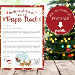 EDITABLE Official Letter from Santa, Instant Download, Personalized Santa Letter, Printable Template Santa Letter, Letter from Santa in SPANISH