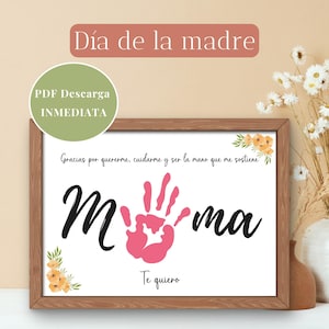 Printable Gift for Mom, Mother&#39;s Day Craft, Handprint Print for Mom, Personalized Mom Gift, PDF