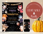 EDITABLE Tarjeta Halloween, Halloween invitation template, invitación cumpleaños Halloween, invitación fiesta de disfraces Halloween