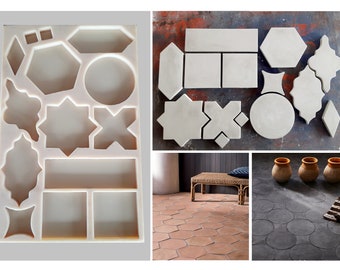 Cement Tile Sampler Mold. DIY Concrete mold, Cement Tile Mold. Custom shape cement tile design. Custom Molds Available!