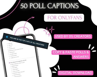 Guia de legendas e respostas para enquetes do OnlyFans em PDF – 50 ideias de enquetes + dicas de engajamento para criadores, recurso de download digital