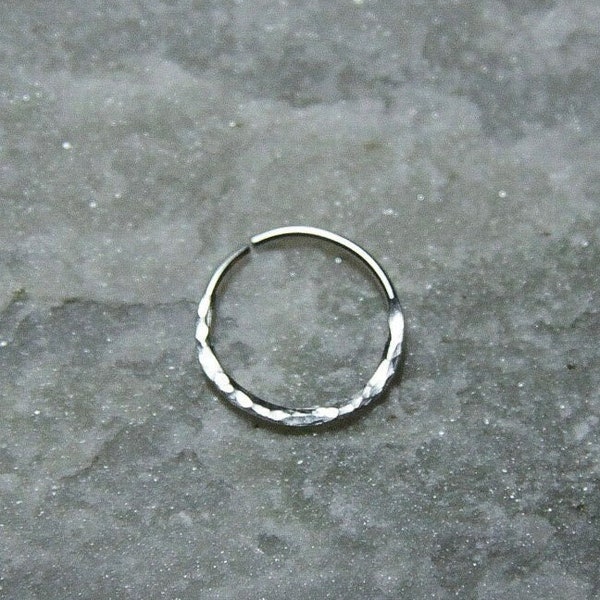 Hammered Sterling Silver Septum Ring, Silver Septum Ring, Handmade Septum Ring, Silver Septum Ring, Sterling Silver Septum Ring