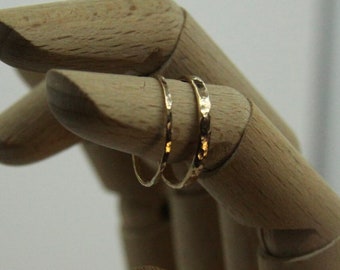 Gold Stacking Ring, Gold Filled Stacking Ring, Handmade Gold Ring,  Hammered Gold, Thick Half-Round Hammered Gold Band, 14K Gold Filled Ring