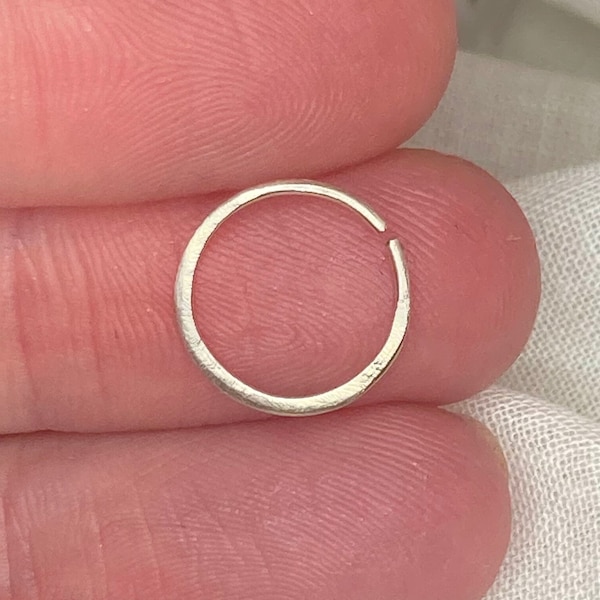 Hammered Smooth Sterling Silver Septum Ring, Silver Nose Ring, Handmade Septum Ring, Silver Septum Ring, Sterling Silver Septum Ring