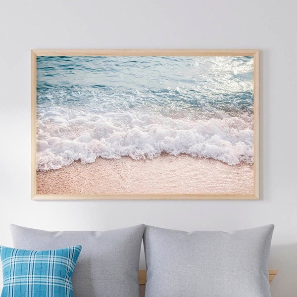 Aerial Ocean Print Horizontal Wall Art, Ocean Wall Art Print, Ocean Photography Print, Digital Print Download Wall Art, Sea Coastal Print