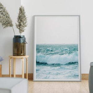Blue Ocean Wave Photography Print: Coastal Wall Art (Digital Download)