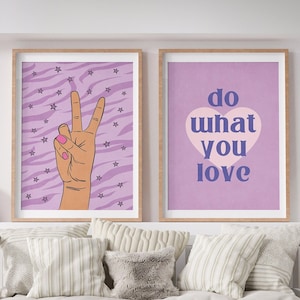 Bedroom Wall Art Girls Room Decor, Purple Wall Art Girl Bedroom Prints, Quote Wall Art Teenage Girl Gifts, Contemporary Art Purple Decor