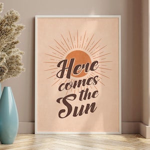 Retro &#39;Here Comes The Sun&#39; Print: 70s Sunshine Art (Digital Download)