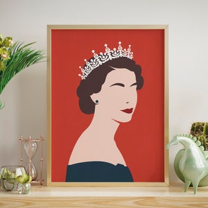 Queen Poster Print Wall Art, Printable Poster Young Queen Elizabeth Ii, The Queen Of England Wall Art Digital Download, Queen Portrait Print