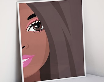 African American Wall Art, Preppy Wall Decor Black Girl Art Print, Doll Wall Art Preppy Decor, Black Doll Wall Art, Black Girl Wall Art