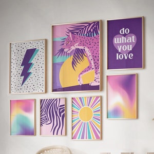 Purple art girl bedroom decor digital prints, Purple wall prints teen girl room decor aesthetic, Purple bedroom wall decor digital download