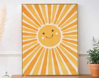 Sunshine Nursery Wall Art Download, Sunshine Wall Art Nursery Printable, Sunshine Print Downloadable, Digital Nursery Wall Art Sun Poster