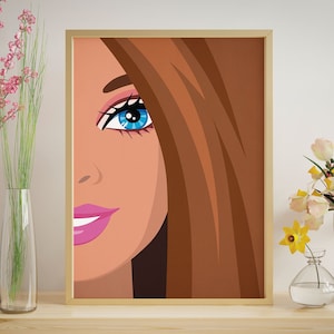 Girly Wall Art Poster Print, Doll With Brown Hair Girls Room Wall Art Digital Print, Doll Poster Decor For Room Aesthetic Digital Poster