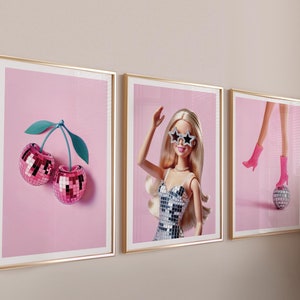 Set of 3 Soft pink wall art prints of high quality in different ratios (custom sizes or colors on request).