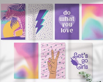 Girls Room Decor Digital Print Wall Art Set, Tween Girl Inspirational Quotes Digital Download Wall Art, Aesthetic Posters Bedroom Wall Art