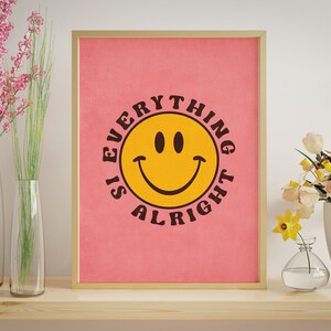 Girl Nursery Decor Smiley Face Poster, Kids Room Wall Art, Smiley Face Decor Printable, Pink Wall Art Decor, Smiley Wall Art Digital Print
