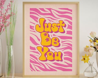Motiverande poster Färgglad väggkonst Flicka Barnrumsdekor, Hot Pink Dekor, Funky Väggkonst Färgglad, Hot Pink Rumsdekor, Rosa Studentrumsdekor