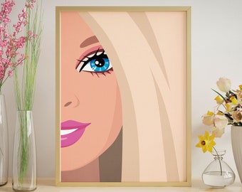 Preppy Room Decor Wall Art, Maximalist Decor Pink, Kids Room Wall Art Printable, Girly Wall Art Print, Teen Girl Room Decor Fashion Doll Art