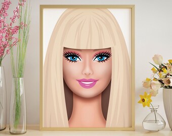 Preppy wall art digital download - Girly wall art room decor aesthetic - Trendy Fashion doll teen girl room decor digital art download