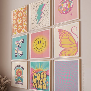 Schlafzimmer Wand Kunst Drucke Ästhetisches Raumdekor, Mädchen Raum Dekor Ästhetisches Y2k Niedliches Poster, Preppy Wandkunst Schlafzimmer, Retro Poster Herunterladen