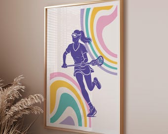 Teen Girl Wall Art Printable, Lacrosse Wall Art Girly Room Decor, Lacrosse Print for Teen Girl Room Decor, Sports Poster Digital Download