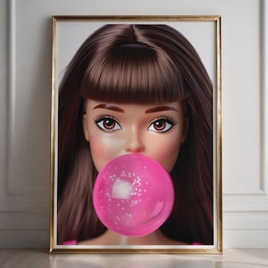 Download digitale di stampe artistiche da parete preppy girly - Stampa artistica di bambole di moda - Decorazione artistica da parete funky per la cameretta di una ragazza adolescente - Stampa artistica da parete massimalista
