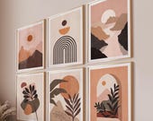Digital Download Art Print Set, Instant Download Art Prints Gallery Wall Art Set Boho Modern Decor Living Room, Neutral Beige Brown Prints