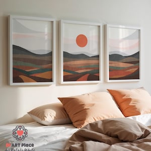 Set Of 3 Wall Art Prints Abstract Mountains Download, Abstract Nature Art Mountain Landscape, Art Printable Download Neutral Landscape Set