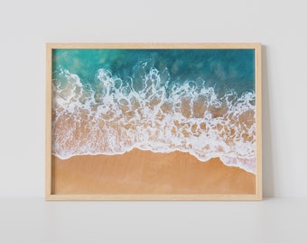 Beach Wall Art Prints, Beach Art Horizontal Print, Coastal Print, Summer Printable Wall Art, Blue Ocean Waves Print, Beach Photography Print