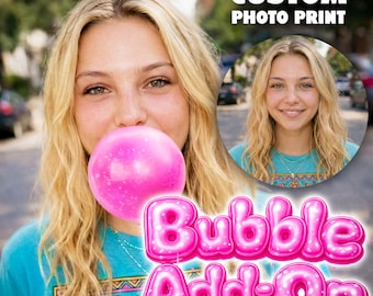 Impression photo personnalisée avec un chewing-gum, téléchargement numérique de cadeaux pour adolescente, art mural génial, conception imprimable personnalisée avec impression d'affiche de bubble-gum