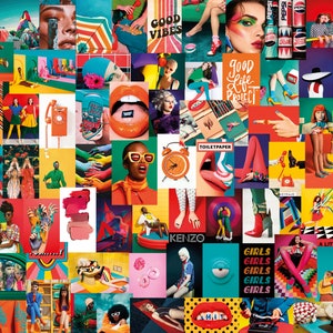 Сolorful Art Collage Kit Printable Aesthetic Decor, Wall Collage Digital Download, Digital Wall Collage Prints Set of 74 PCS 4x6 And 8x10