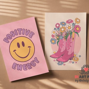 Pink preppy poster set is modern  printable wall decor for the bedroom, dorm room, teen room, bathroom etc.