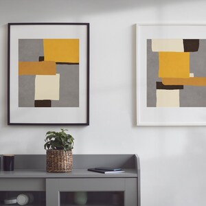 Yellow Abstract Art Set of 2, Wall Art Prints Abstract Downloadable ...