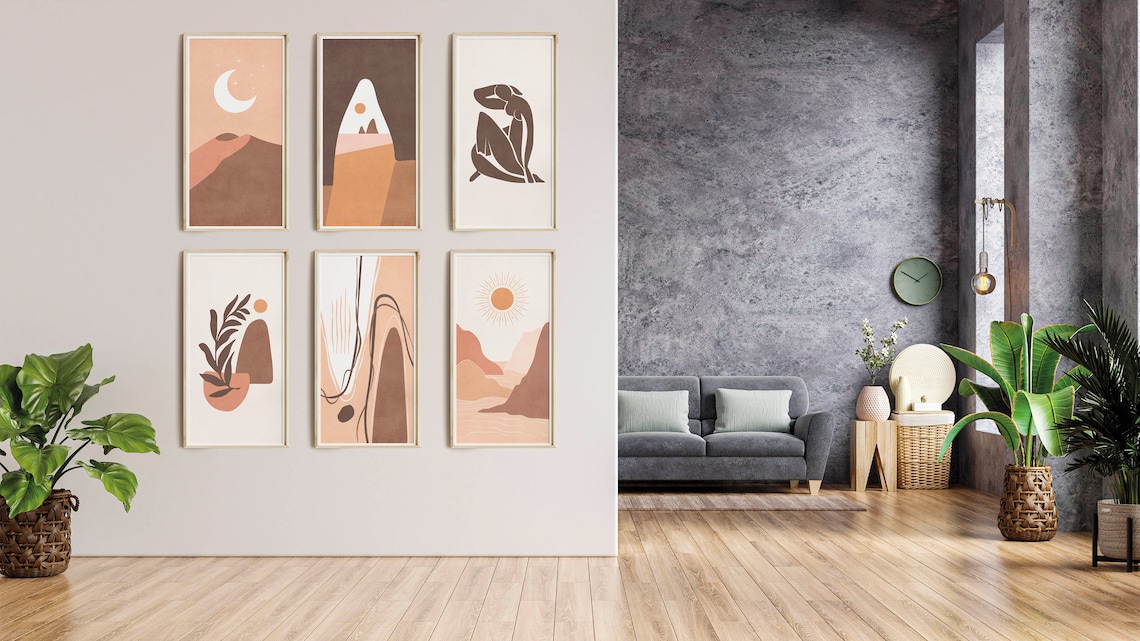 Living Room Wall Decor Modern Printable Gallery Wall Art Set - Etsy