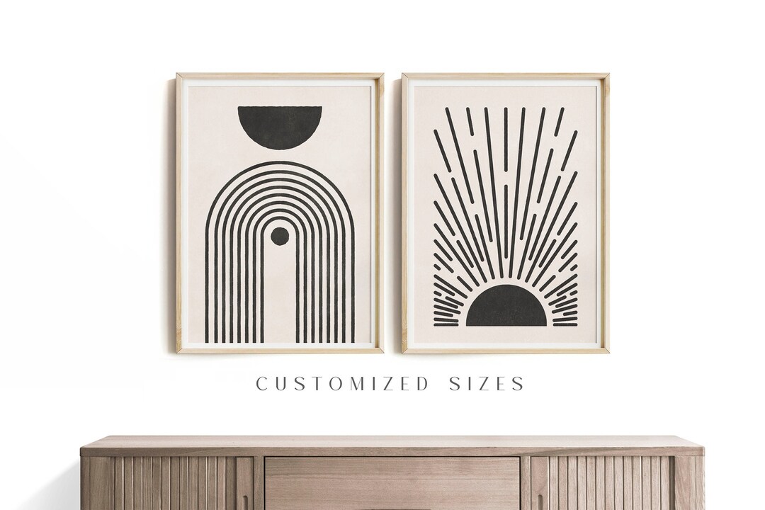 Black and White Minimalist Wall Art Set of 2 Minimalist Art Etsy