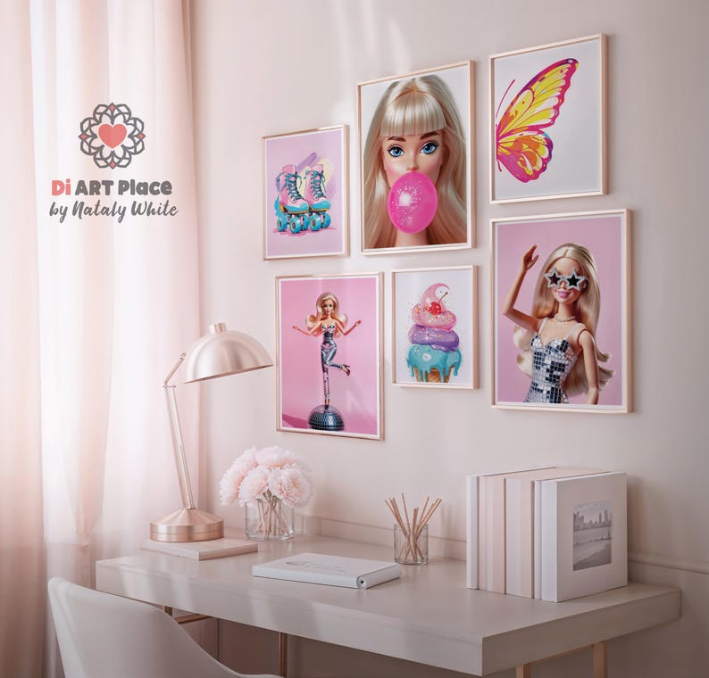 Elevate your space with this trendy preppy wall art set featuring 6 chic prints.