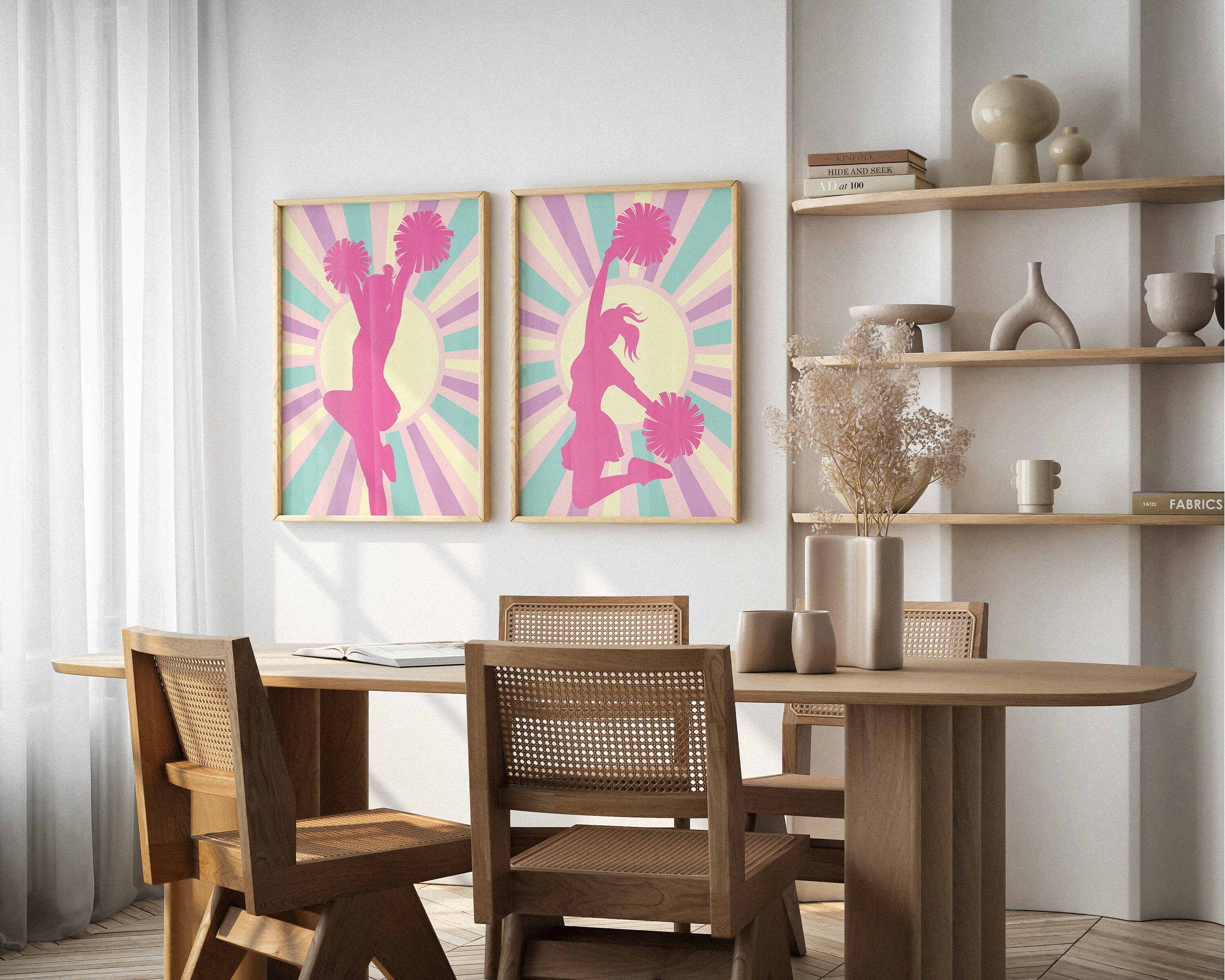 Dorm Room Decor Printable Poster Set of 2 Prints, Pink Cheerleader Wall ...