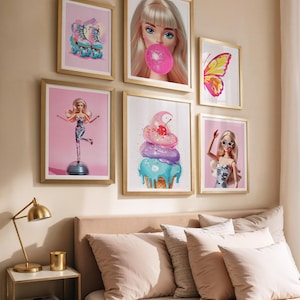 Embrace your inner fashionista with these pink art fashion dolls, perfect for adding a touch of aesthetic girly charm to your room decor.