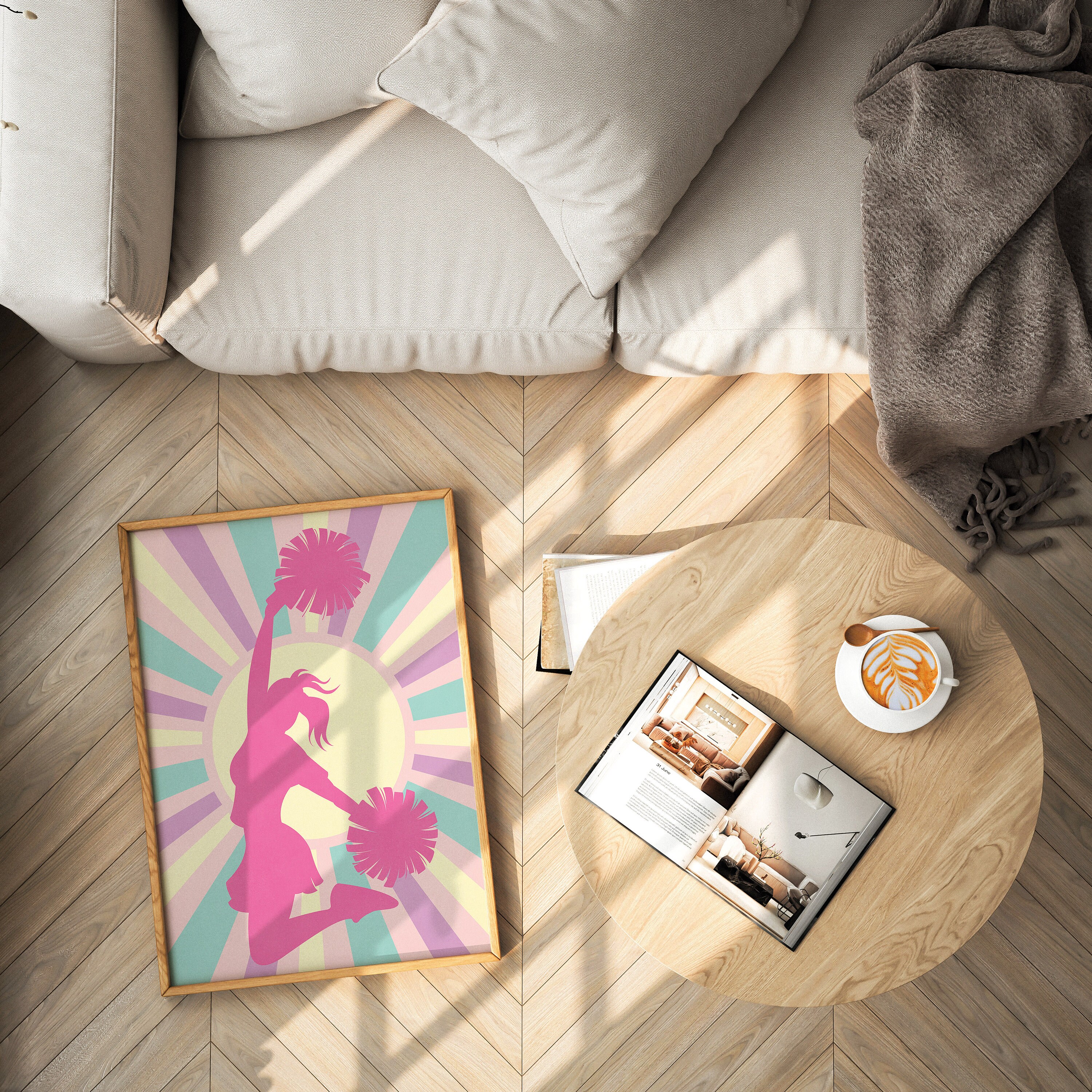 Dorm Room Decor Printable Poster Set of 2 Prints, Pink Cheerleader Wall ...