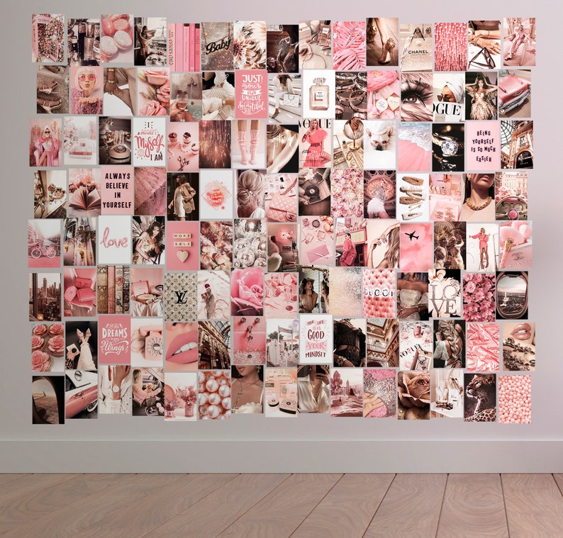 Collage Kit Pink Aesthetic Pink Photo Collage Wall Collage - Etsy