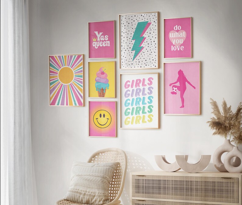 Set of 8 Bright art downloadable poster of high quality in different ratios (custom sizes or colors on request).