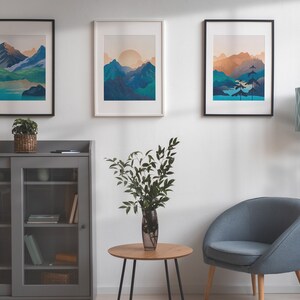 Print with abstract landscape is modern printable wall decor for the bedroom, living room, bathroom, kitchen etc.