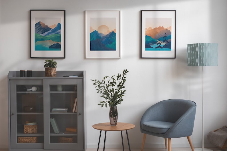 Print with abstract landscape is modern printable wall decor for the bedroom, living room, bathroom, kitchen etc.