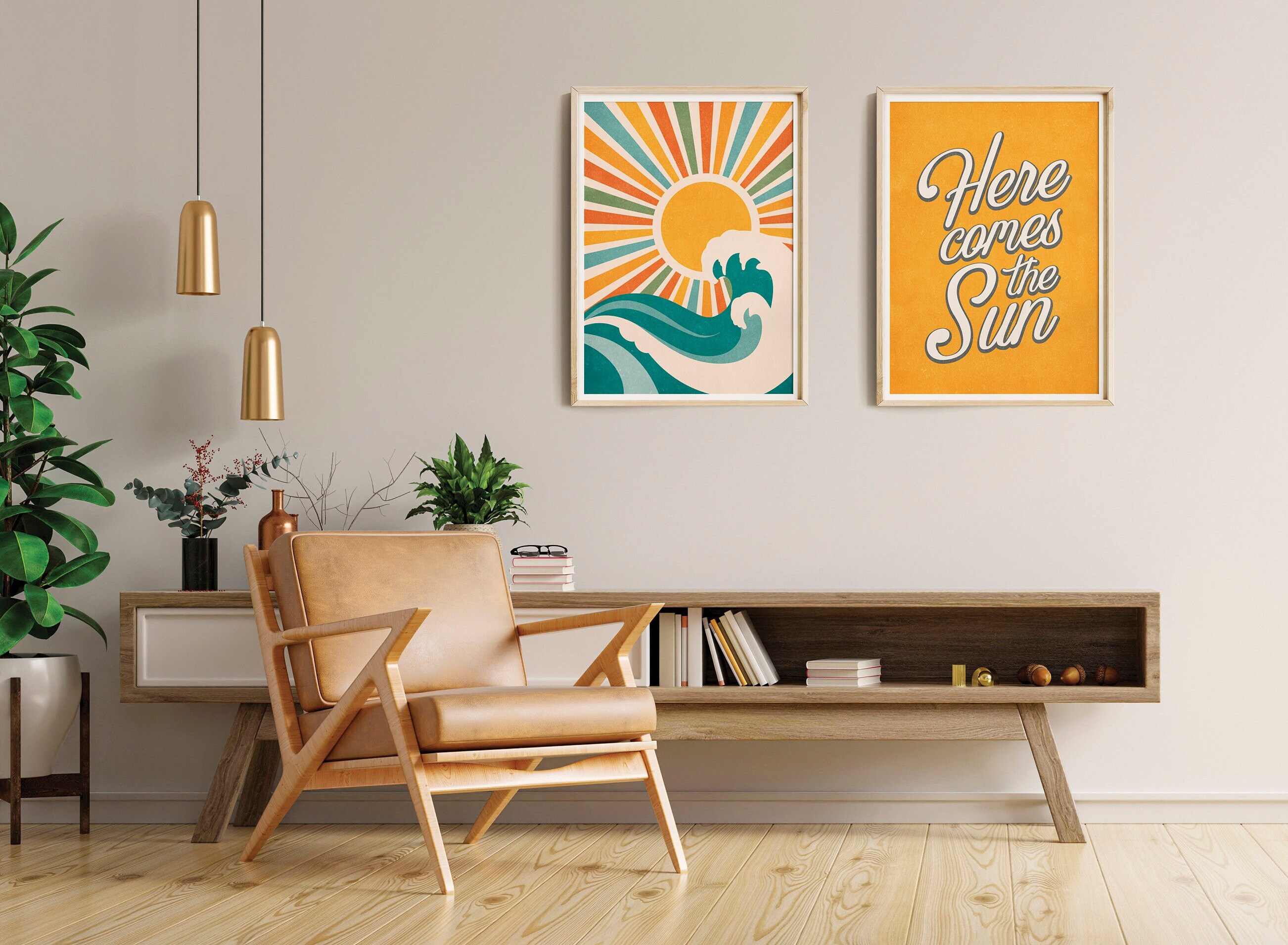 Positive Quotes Wall Art Set of 2 Trendy Wall Prints Blue, Printable