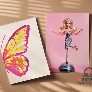 Elevate your space with this trendy preppy wall art set of 6 prints featuring pink art fashion dolls.